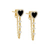 Onyx Pave Colored Gemstone Drop Chain Stud Earring - Adina Eden's Jewels