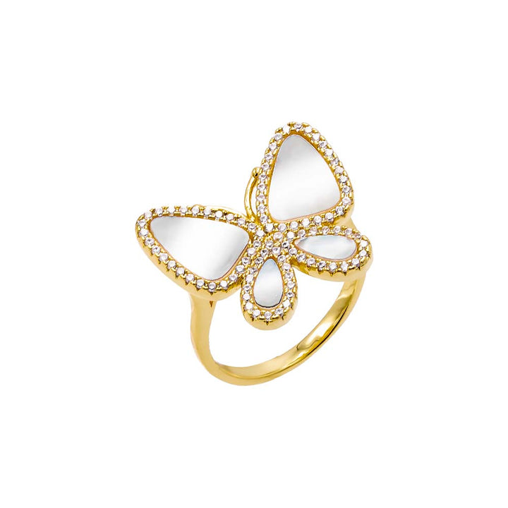  Pave Outlined Stone Butterfly Ring - Adina Eden's Jewels