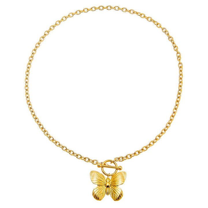  Solid Ridged Butterfly Toggle Necklace - Adina Eden's Jewels