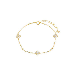 Gold Multi CZ Clover & Bezel Charm Bracelet - Adina Eden's Jewels