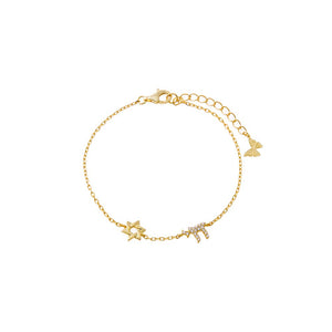 Gold Star Of David X Chai Charm Bracelet - Adina Eden's Jewels