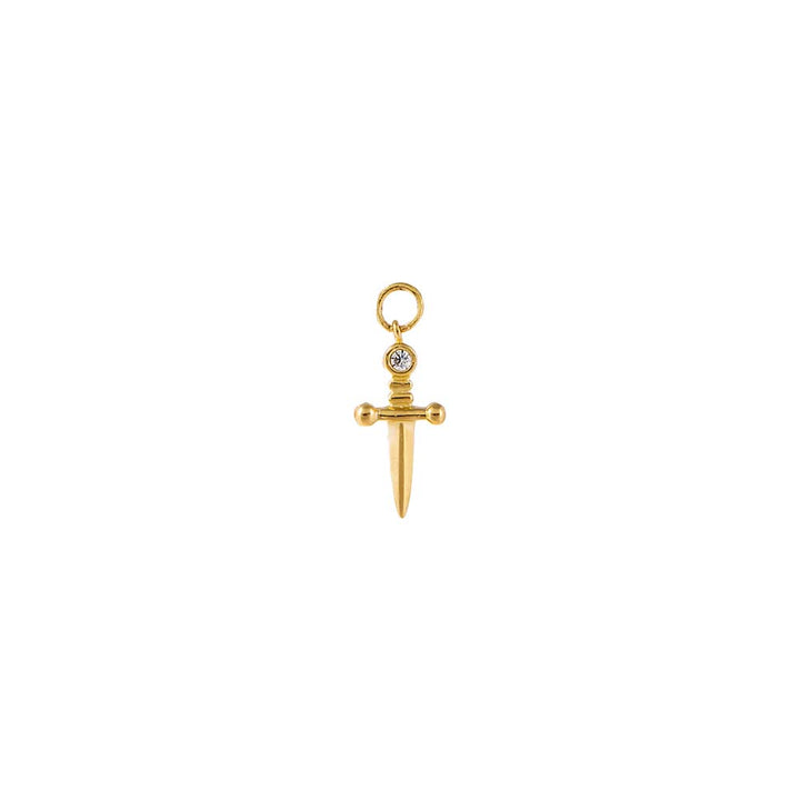 14K Gold Mini CZ Dagger Charm 14K - Adina Eden's Jewels