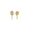 Gold Mini Pearl Accented Tennis Racket Stud Earring - Adina Eden's Jewels