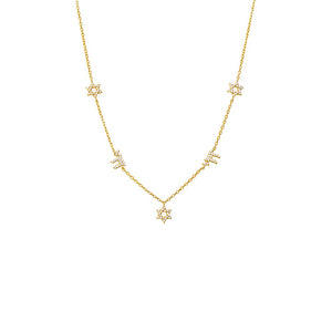 Gold Pave Star Of David X Chai Charm Necklace - Adina Eden's Jewels