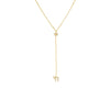 Gold Pave Star Of David X Chai Drop Lariat Necklace - Adina Eden's Jewels