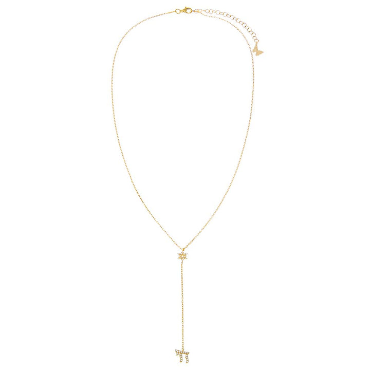 Pave Star Of David X Chai Drop Lariat Necklace - Adina Eden's Jewels