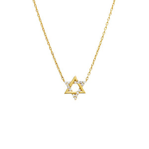 Gold Pave Accented Star Of David Pandant Necklace - Adina Eden's Jewels