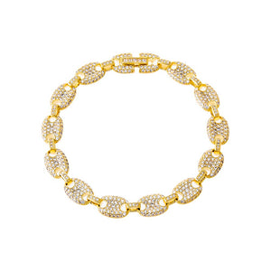 Gold Fancy Pave Mariner Link Bracelet - Adina Eden's Jewels