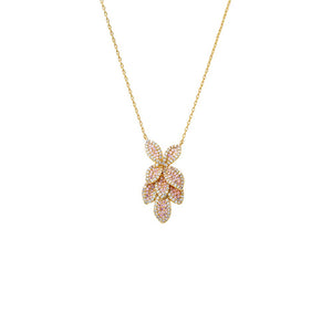 Pink Pave Colored Shaker Flower Fancy Pendant Necklace - Adina Eden's Jewels