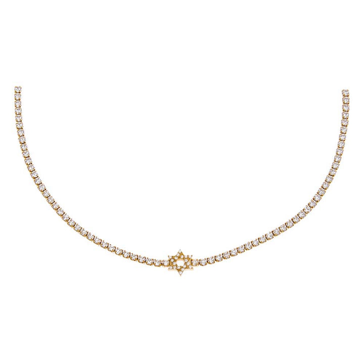 Gold Pave CZ Star Of David Tennis Choker - Adina Eden's Jewels