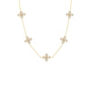 Gold Multi Pave X Baguette Four Leaf Flower Necklace - Adina Eden's Jewels