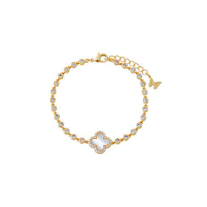  Pave Outline Four Leaf Clover CZ Bracelet - Adina Eden's Jewels