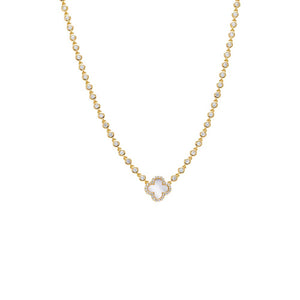  Pave Outline Four Leaf Clover CZ Necklace - Adina Eden's Jewels