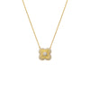 Gold Pave CZ Ridged Four Leaf Clover Pendant Necklace - Adina Eden's Jewels