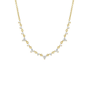 Gold CZ Multi Trio Cluster Necklace - Adina Eden's Jewels