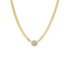 Gold Pave Disc Cuban Link Pendant Necklace - Adina Eden's Jewels