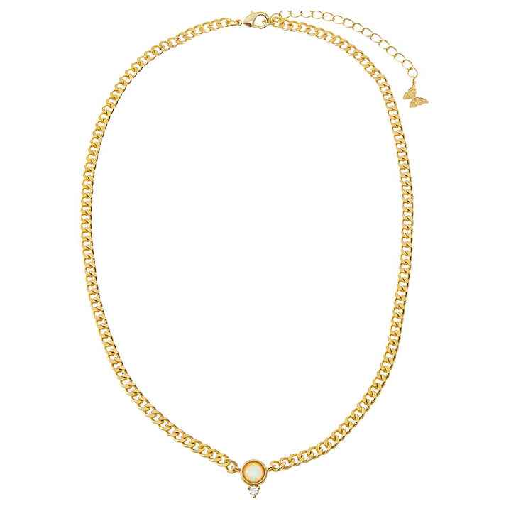  CZ X Opal Cuban Link Pendant Necklace - Adina Eden's Jewels