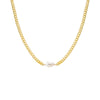 Pearl White Pearl Pendant Cuban Chain Necklace - Adina Eden's Jewels