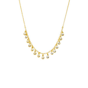 Gold CZ Multi Bezel Dangling Charm Necklace - Adina Eden's Jewels