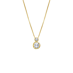 Gold Double Graduated CZ Bezel Pendant Necklace - Adina Eden's Jewels