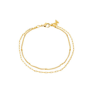 Gold Two In One Double Chain Bracelet - Adina Eden's Jewels