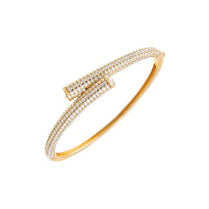 Gold Pave Overlap Claw Bangle Bracelet - Adina Eden's Jewels