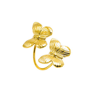 Gold Solid Double Ridged Butterfly Ring - Adina Eden's Jewels