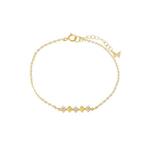 Gold Solid/Pave Diamond Shape Bar Bracelet - Adina Eden's Jewels