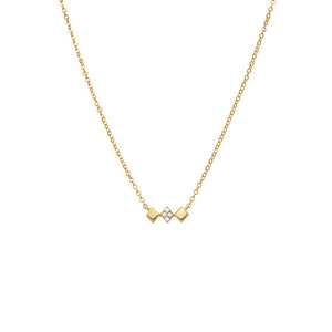 Gold Solid/Pave Triple Diamond Shape Bar Necklace - Adina Eden's Jewels