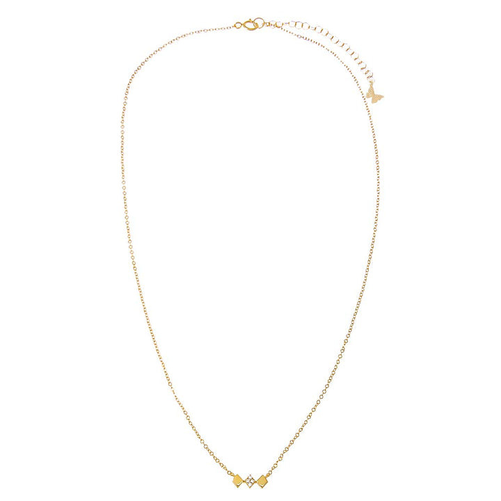  Solid/Pave Triple Diamond Shape Bar Necklace - Adina Eden's Jewels