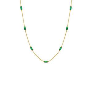 Emerald Green Multi Emerald Gemstone Baguette Necklace 14K - Adina Eden's Jewels