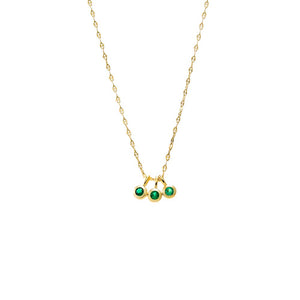 Emerald Green Colored CZ Triple Bezel Shaker Charm Necklace - Adina Eden's Jewels