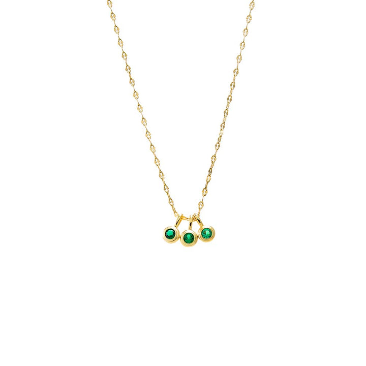 Emerald Green Colored CZ Triple Bezel Shaker Charm Necklace - Adina Eden's Jewels