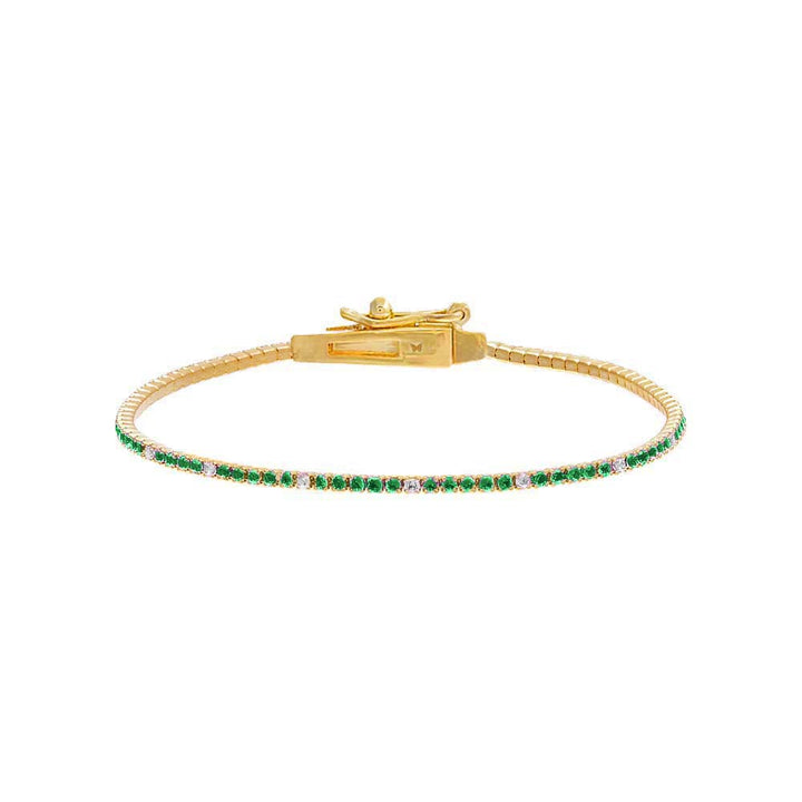 Emerald Green Colored CZ Accented Tennis Bracelet - Adina Eden's Jewels