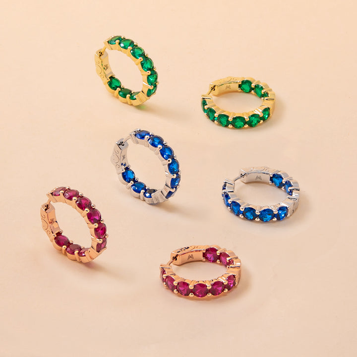 Colored Round Tennis Mini Hoop Earring