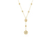 Mother of Pearl Multi CZ Pave Outlined Colored Flower Stone Lariat Necklace - Adina Eden's Jewels