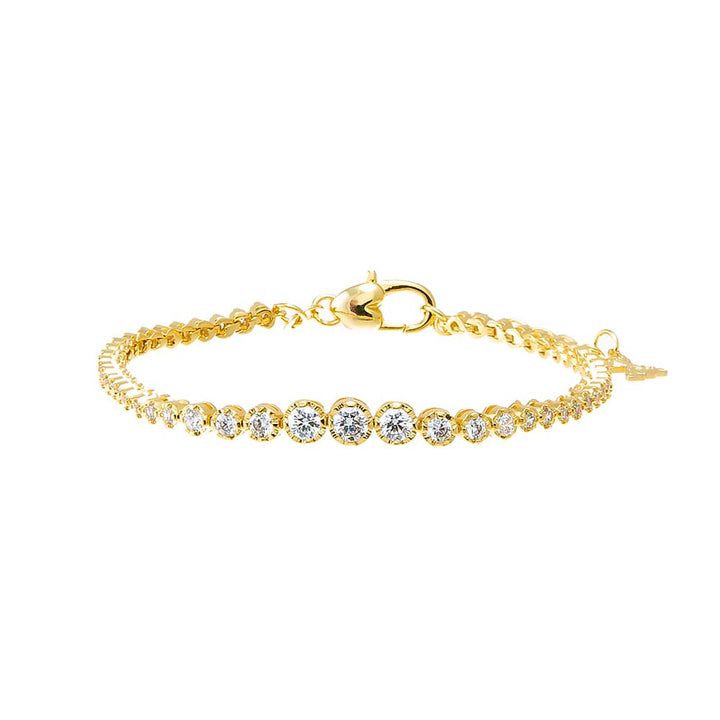 Gold CZ Bezel Graduated Tennis Bracelet - Adina Eden's Jewels