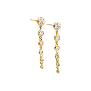 Gold CZ Bezel Graduated Drop Stud Earring - Adina Eden's Jewels