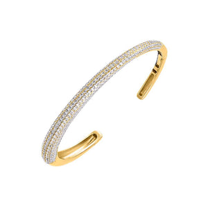 Gold Pave Wide Open Bangle Bracelet - Adina Eden's Jewels