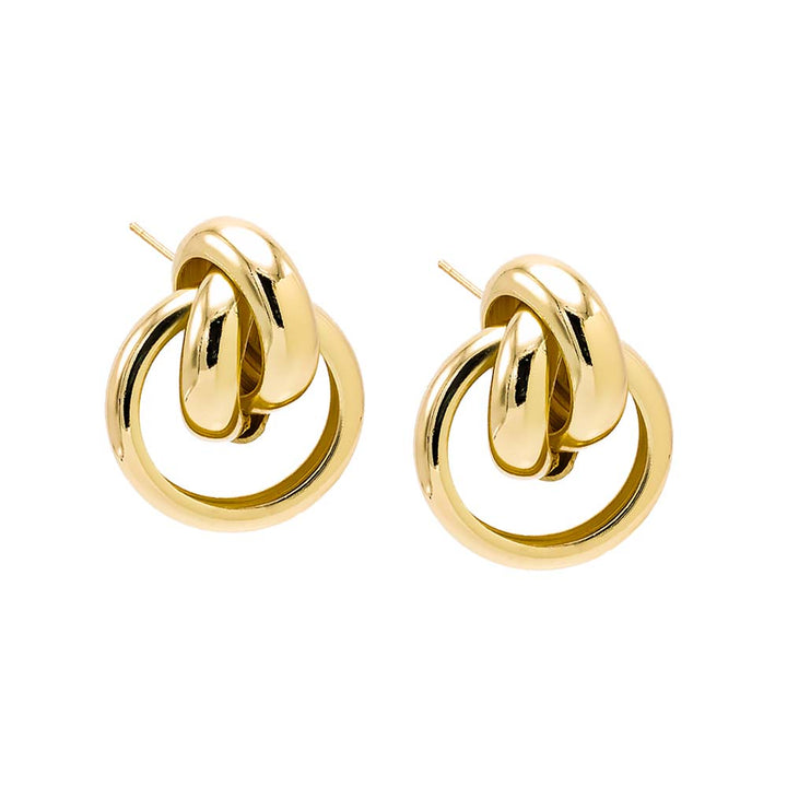 Gold Twister Looped Dangling Drop Stud Earring - Adina Eden's Jewels