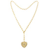  Pave Accented Ridged Heart Pendant Lariat - Adina Eden's Jewels