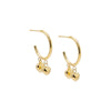 14K Gold Dangling Puffy Hearts Hoop Earring 14K - Adina Eden's Jewels