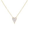 Mother of Pearl Elongated Pavé Heart Necklace - Adina Eden's Jewels