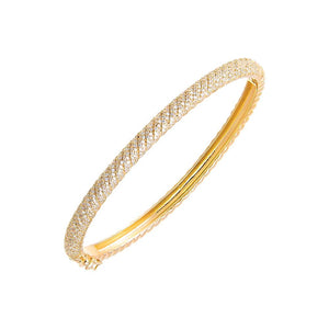 Gold Pave Twisted Rope Bangle Bracelet - Adina Eden's Jewels