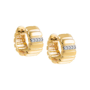 Gold Pave Accented Ridged Box Hoop Earring - Adina Eden's Jewels