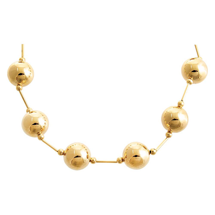  Gold Filled Solid Large Ball X Bar Necklace - Adina Eden's Jewels