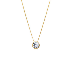 Gold CZ Bezel Pendant Link Necklace - Adina Eden's Jewels