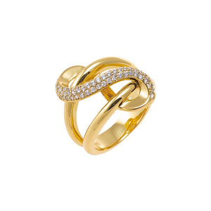 Gold / 7 Pave Accented Snake Looped Ring - Adina Eden's Jewels