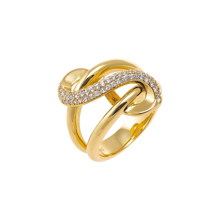 Gold / 7 Pave Accented Snake Looped Ring - Adina Eden's Jewels