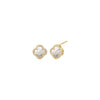 Mother of Pearl Pave Colored Stone Clover Stud Earring - Adina Eden's Jewels